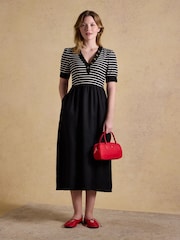 Joules Willow Black Jersey Woven Midi Dress - Image 6 of 8