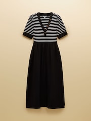 Joules Willow Black Jersey Woven Midi Dress - Image 8 of 8