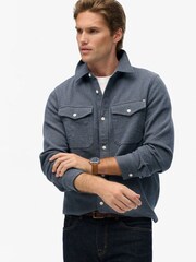 Superdry Blue Merchant Heavy Flannel Shirt - Image 1 of 3