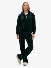 Superdry Green Country Club Velour Half Zip Sweat top - Image 3 of 7