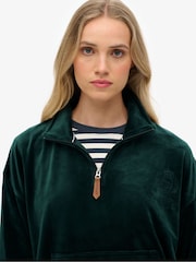 Superdry Green Country Club Velour Half Zip Sweat top - Image 4 of 7