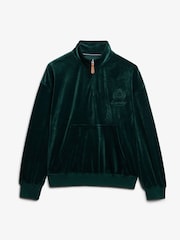 Superdry Green Country Club Velour Half Zip Sweat top - Image 6 of 7