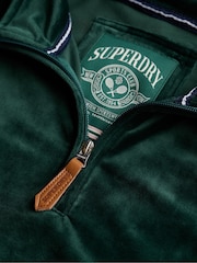 Superdry Green Country Club Velour Half Zip Sweat top - Image 7 of 7