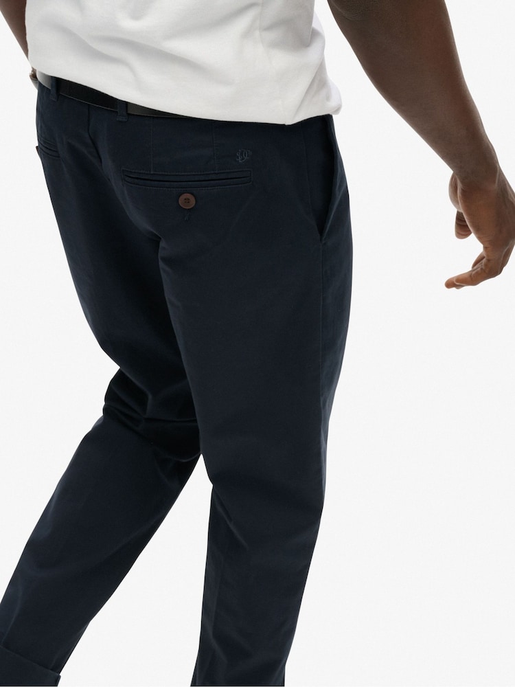 Superdry Blue Premium Regular Chinos Trousers - Image 2 of 4 Superdry Blue Premium Regular Chinos Trousers - Image 2 of 4