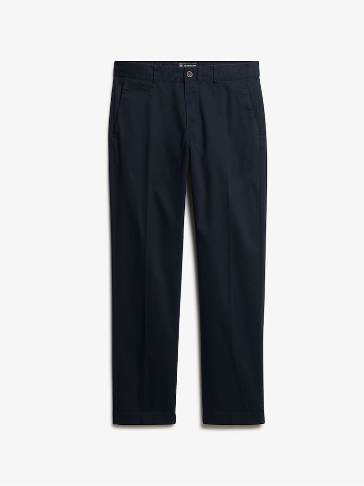 Superdry Blue Premium Regular Chinos Trousers - Image 4 of 4 Superdry Blue Premium Regular Chinos Trousers - Image 4 of 4