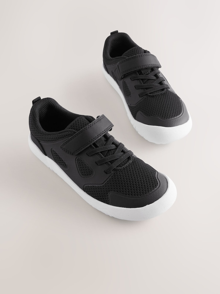 Black/White Barefoot Touch Fastening Elastic Lace Trainers - Image 1 of 5 Black/White Barefoot Touch Fastening Elastic Lace Trainers - Image 1 of 5