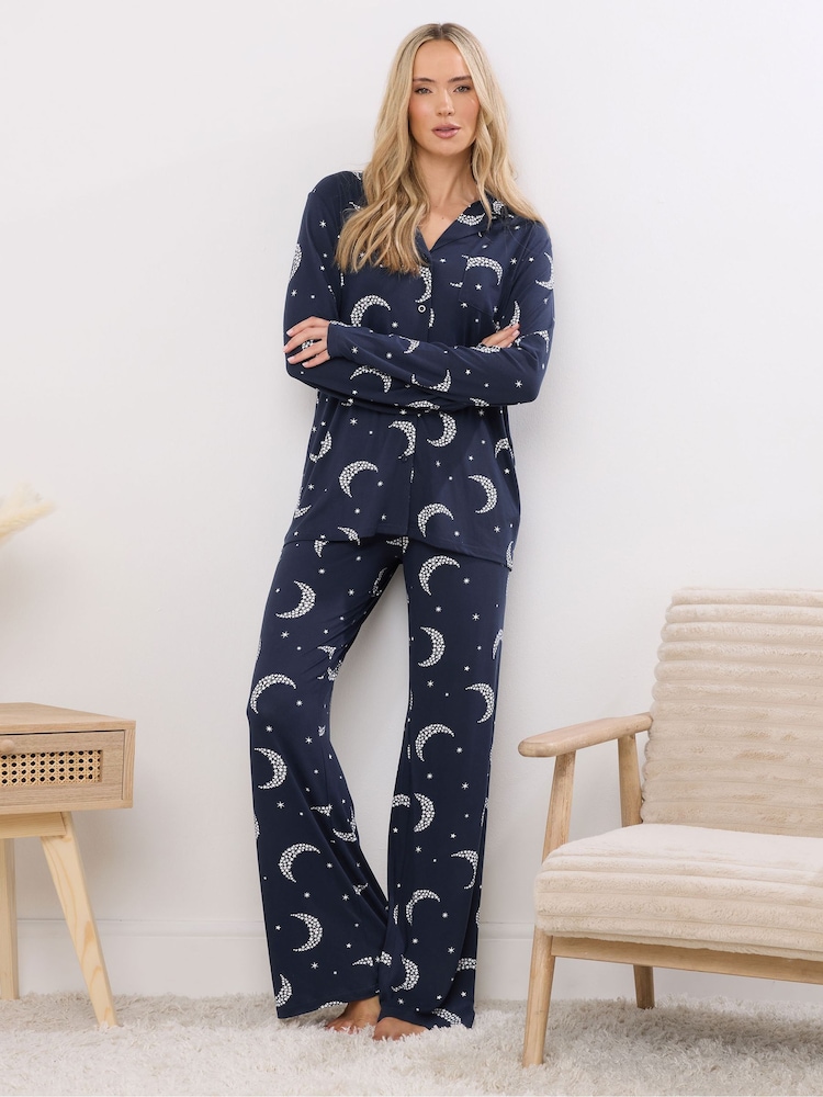 Long Tall Sally Blue Soft Touch Star Moons Pyjamas Set - Image 1 of 5