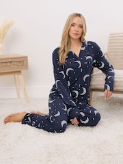 Long Tall Sally Blue Soft Touch Star Moons Pyjamas Set - Image 2 of 5