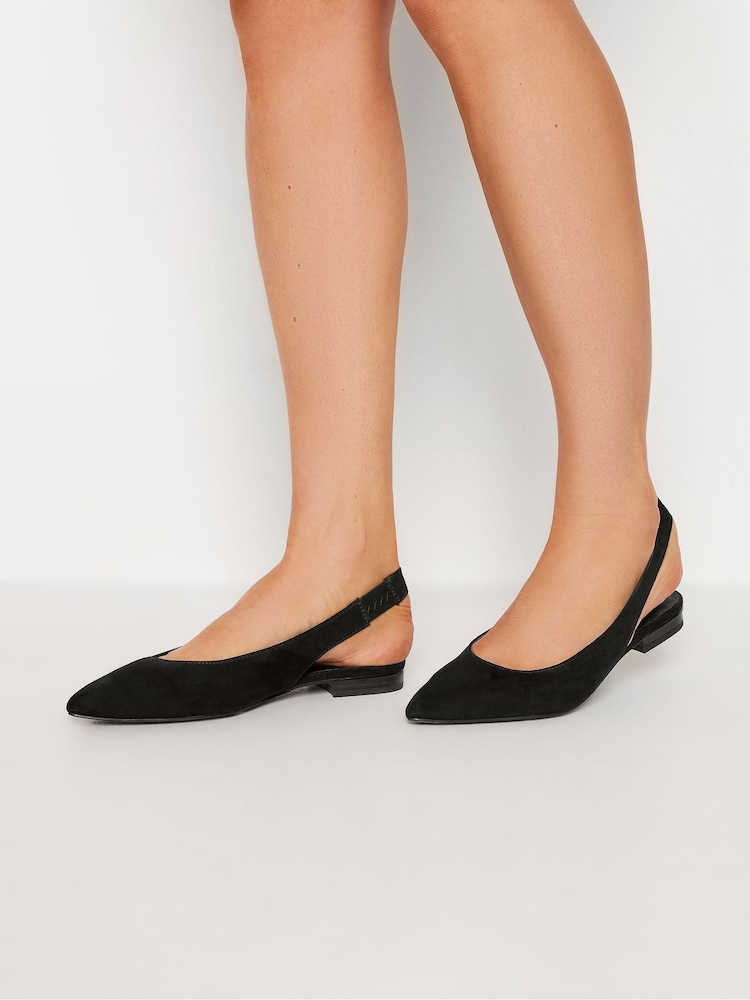 Long Tall Sally Black Slingback Point Pumps In Standard Fit - Image 1 of 5