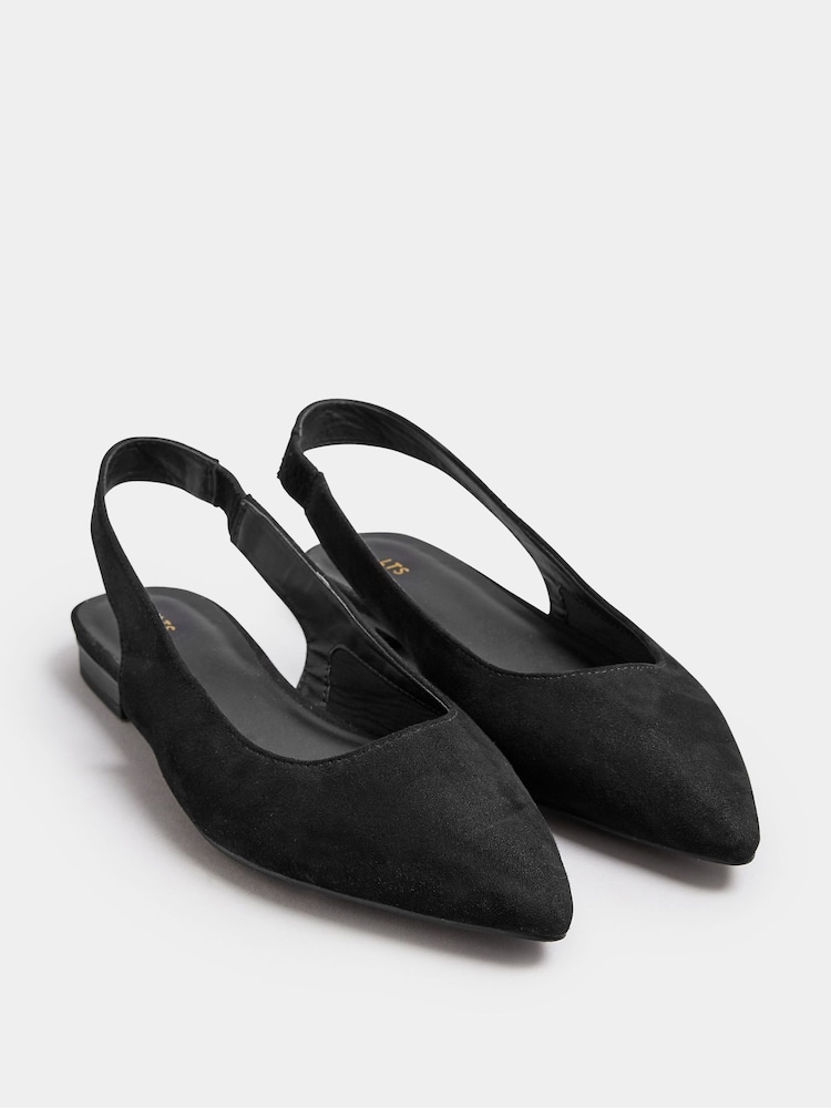 Long Tall Sally Black Slingback Point Pumps In Standard Fit - Image 2 of 5