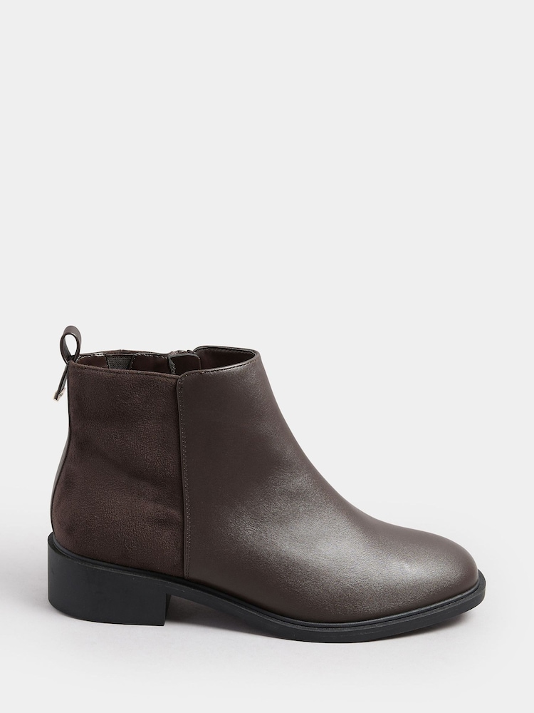 Yours Curve Brown Wide Fit Extra-Wide Fit Metal Trim Ankle Boots - Image 2 of 5