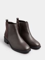 Yours Curve Brown Wide Fit Extra-Wide Fit Metal Trim Ankle Boots - Image 3 of 5