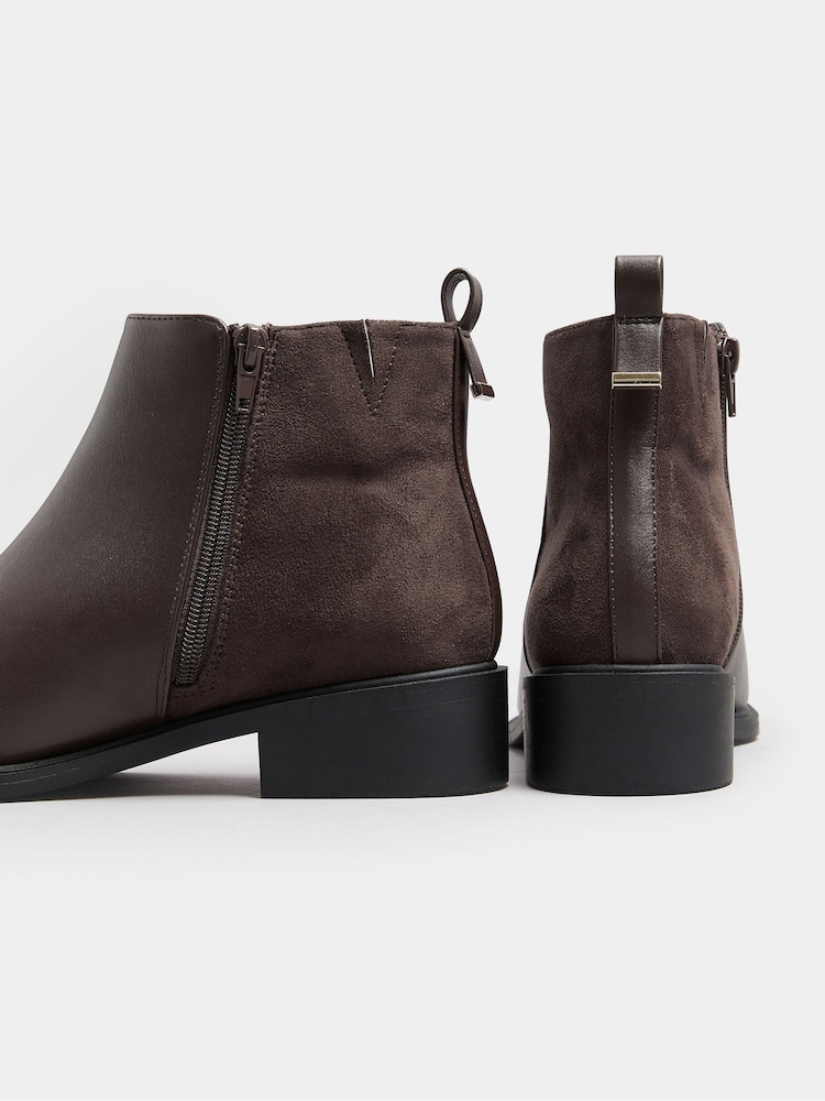 Yours Curve Brown Wide Fit Extra-Wide Fit Metal Trim Ankle Boots - Image 5 of 5