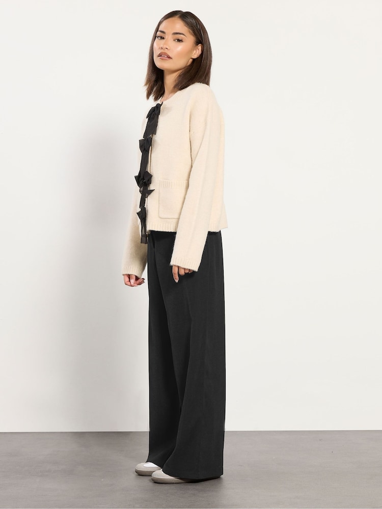 PixieGirl Petite Black Tab Wide Leg Trousers - Image 2 of 5 PixieGirl Petite Black Tab Wide Leg Trousers - Image 2 of 5