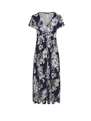Yours Curve Blue Wrap Detail Dress - Image 5 of 5