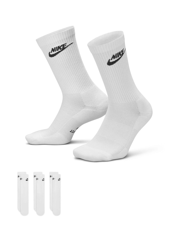 Nike White Everyday Crew Socks 3 Pack - Image 1 of 4