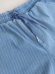 Mid Blue Striped - Denim Jersey Wide Leg Cropped Joggers - Imagen 6 de 7