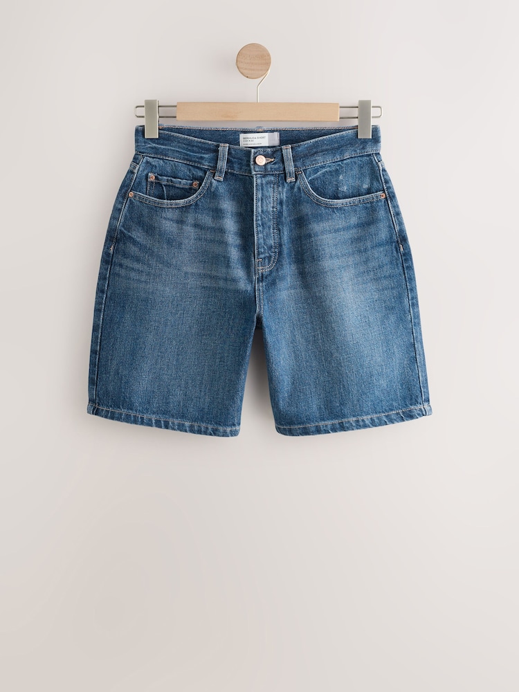 Mid Blue Bermuda Denim Jort Shorts - Image 1 of 4