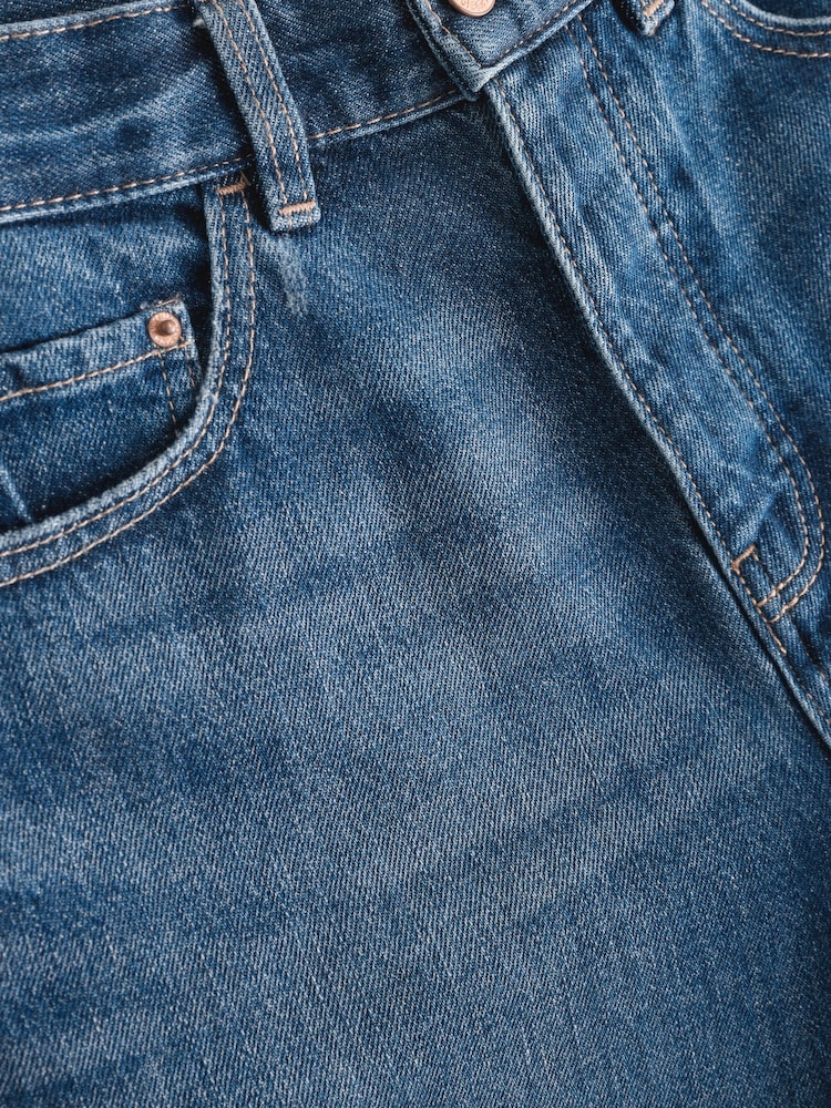 Mid Blue Bermuda Denim Jort Shorts - Image 2 of 4