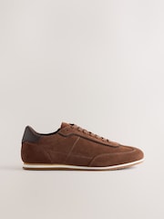 بني - Suede Court Trainers - Image 4 of 5
