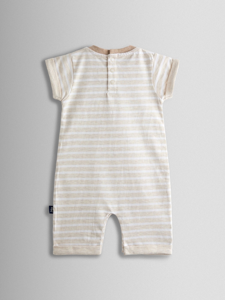 JoJo Maman Bébé Natural Appliqué Scene Romper - Image 2 of 3 JoJo Maman Bébé Natural Appliqué Scene Romper - Image 2 of 3