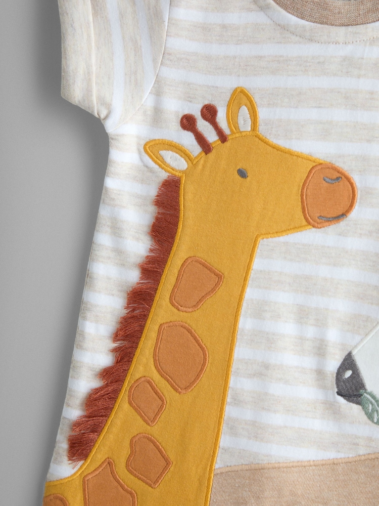 JoJo Maman Bébé Natural Appliqué Scene Romper - Image 3 of 3 JoJo Maman Bébé Natural Appliqué Scene Romper - Image 3 of 3