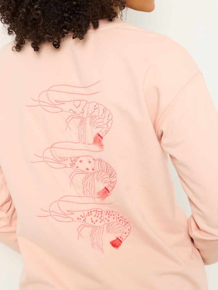 FatFace Georgia Coral Pink Sealife Graphic Crew Sweat - Image 2 of 7 FatFace Georgia Coral Pink Sealife Graphic Crew Sweat - Image 2 of 7