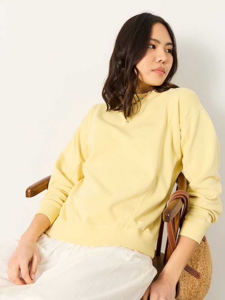 FatFace Sienna Yellow Seam Detail Crew Sweat - Image 1 of 6