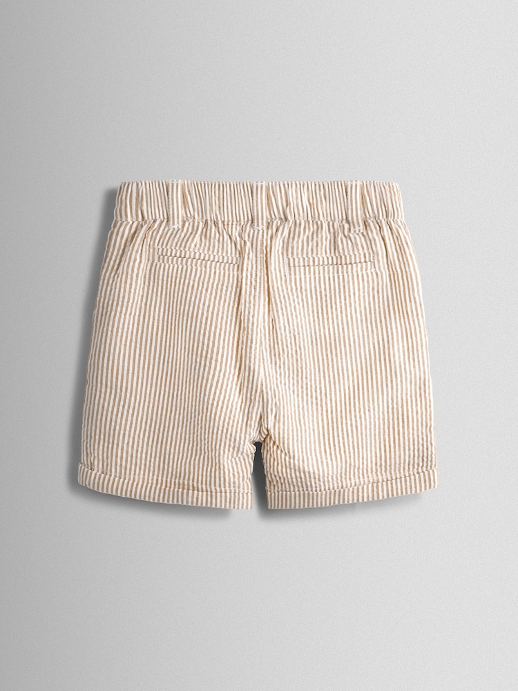 JoJo Maman Bébé Natural Seersucker Stripe Shorts - Image 2 of 4