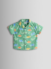 JoJo Maman Bébé Khaki Green Dino Print Shirt - Image 1 of 3
