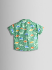 JoJo Maman Bébé Khaki Green Dino Print Shirt - Image 2 of 3