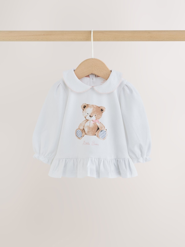 White/Blue Bear Baby T-Shirt And Leggings 2 Piece Set (0mths-2yrs) - Image 2 of 10