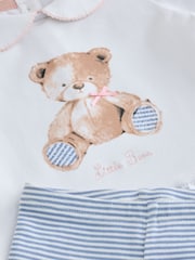 White/Blue Bear Baby T-Shirt And Leggings 2 Piece Set (0mths-2yrs) - Image 7 of 10