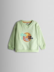 JoJo Maman Bébé Sage Green Surf Seeker Appliqué Sweatshirt - Image 1 of 3