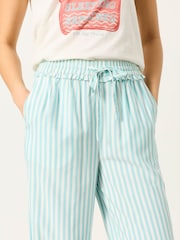 FatFace Lola Teal Blue Stripe Wide Leg Pyjama Bottoms - Image 3 of 6
