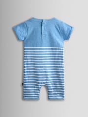 JoJo Maman Bébé Light Blue Crab Character Appliqué Romper - Image 2 of 3