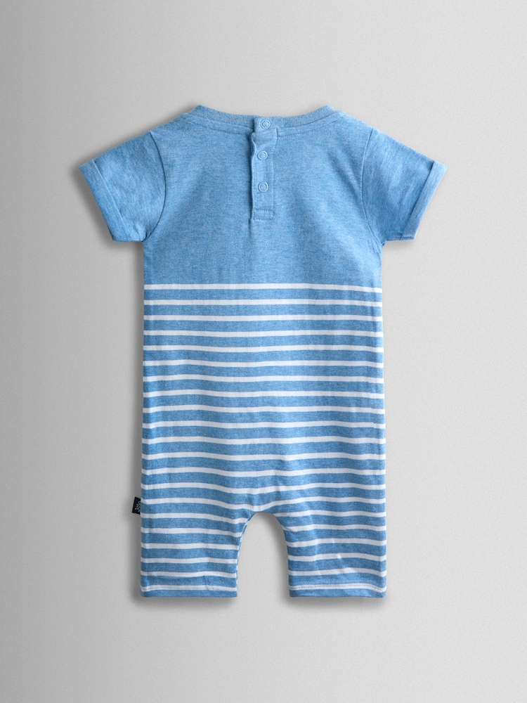 JoJo Maman Bébé Light Blue Crab Character Appliqué Romper - Image 2 of 3