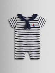 JoJo Maman Bébé Sailor Collar Stripe Romper - Imaginea 1 din 4