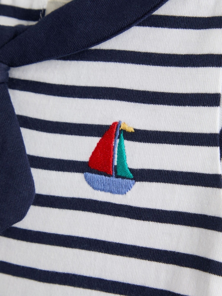 JoJo Maman Bébé Sailor Collar Stripe Romper - Imaginea 4 din 4