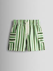 JoJo Maman Bébé Green 2-Pack Stripe & Plain Shorts - Image 2 of 7