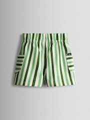 JoJo Maman Bébé Green 2-Pack Stripe & Plain Shorts - Image 3 of 7