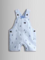 JoJo Maman Bébé Blue Anchor Embroidered Dungarees - Image 1 of 4