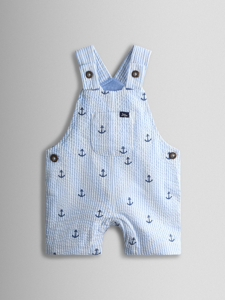 JoJo Maman Bébé Blue Anchor Embroidered Dungarees - Image 1 of 4 JoJo Maman Bébé Blue Anchor Embroidered Dungarees - Image 1 of 4