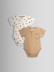JoJo Maman Bébé Natural 2-Pack Short Sleeve Bodysuits - Image 1 of 7
