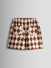 JoJo Maman Bébé Natural 2-Pack Checkerboard & Plain Shorts - Image 3 of 7