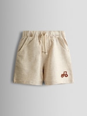 JoJo Maman Bébé Natural 2-Pack Checkerboard & Plain Shorts - Image 4 of 7