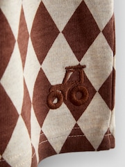 JoJo Maman Bébé Natural 2-Pack Checkerboard & Plain Shorts - Image 6 of 7