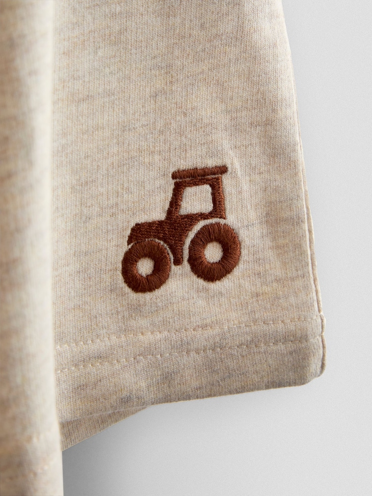 JoJo Maman Bébé Natural 2-Pack Checkerboard & Plain Shorts - Image 7 of 7