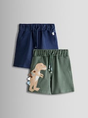 JoJo Maman Bébé Light Green 2-Pack Applique & Plain Shorts - Image 1 of 7