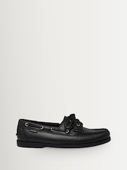 G.H.Bass Black Textured Leather Jetty II Boater 2-Eye Shoes - Image 1 of 6